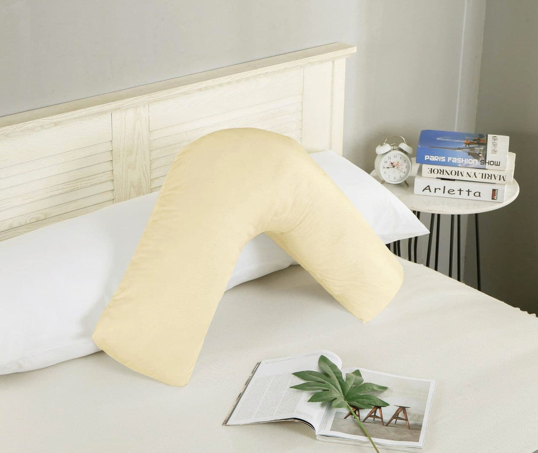 1000TC Premium Ultra Soft V SHAPE Pillowcase - Yellow Cream-Home &amp; Garden &gt; Bedding-PEROZ Accessories