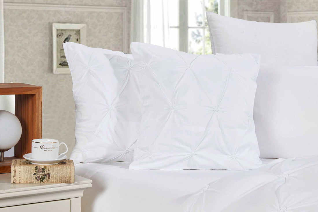 Diamond Pintuck Premium Ultra Soft Cushion Covers 2-Pack - White-Home &amp; Garden &gt; Bedding-PEROZ Accessories