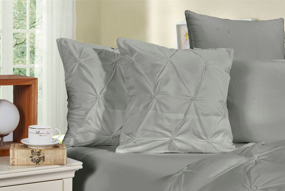 Diamond Pintuck Premium Ultra Soft Cushion Covers 2-Pack - Grey-Home &amp; Garden &gt; Bedding-PEROZ Accessories