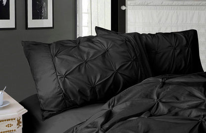 Diamond Pintuck Premium Ultra Soft Standrad size Pillowcases 2-Pack - Black-Home &amp; Garden &gt; Bedding-PEROZ Accessories