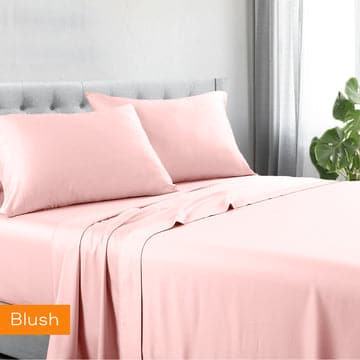 1200tc hotel quality cotton rich sheet set double blush-Home &amp; Garden &gt; Bedding-PEROZ Accessories