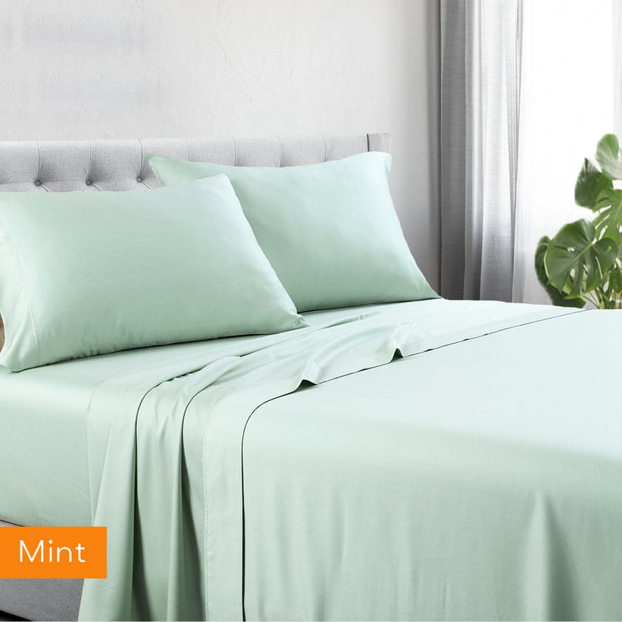 1200tc hotel quality cotton rich sheet set double mint-Home &amp; Garden &gt; Bedding-PEROZ Accessories