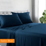 1200tc hotel quality cotton rich sheet set double sailor blue-Home &amp; Garden &gt; Bedding-PEROZ Accessories