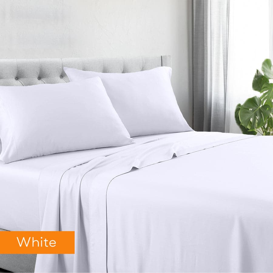 1200tc hotel quality cotton rich sheet set double white-Home &amp; Garden &gt; Bedding-PEROZ Accessories