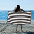 striped cotton terry beach towel charcoal stripes 1pc-Home & Garden > Bedding-PEROZ Accessories