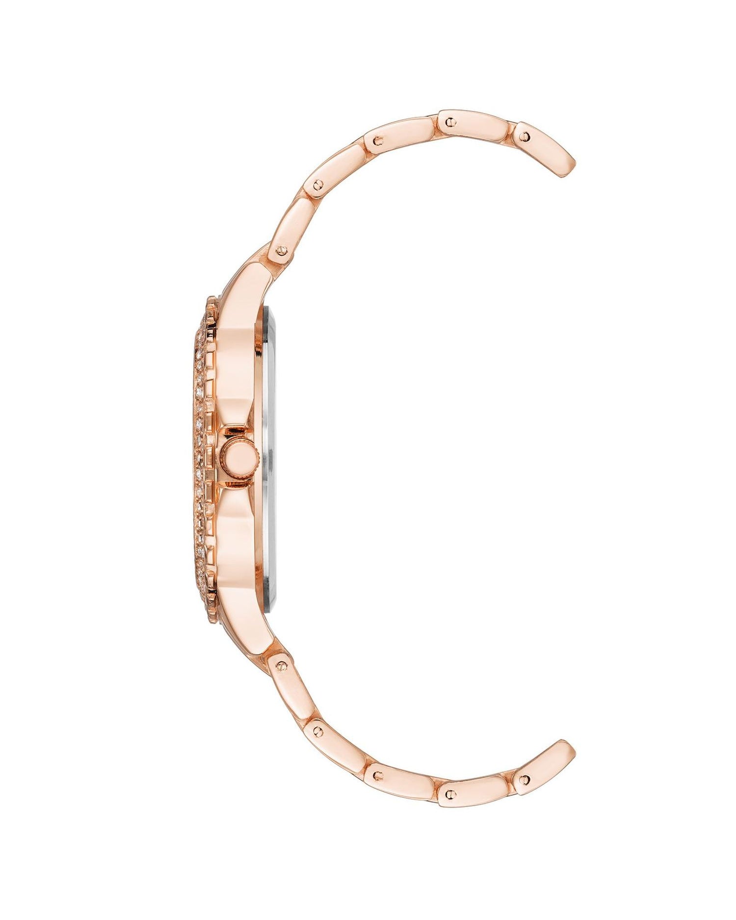 Rose Gold Fashion Watch with Rhine Stone Facing One Size Women-Women&