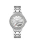 Silver Metal Fashion Watch with Rhine Stone Facing One Size Women-Women&
