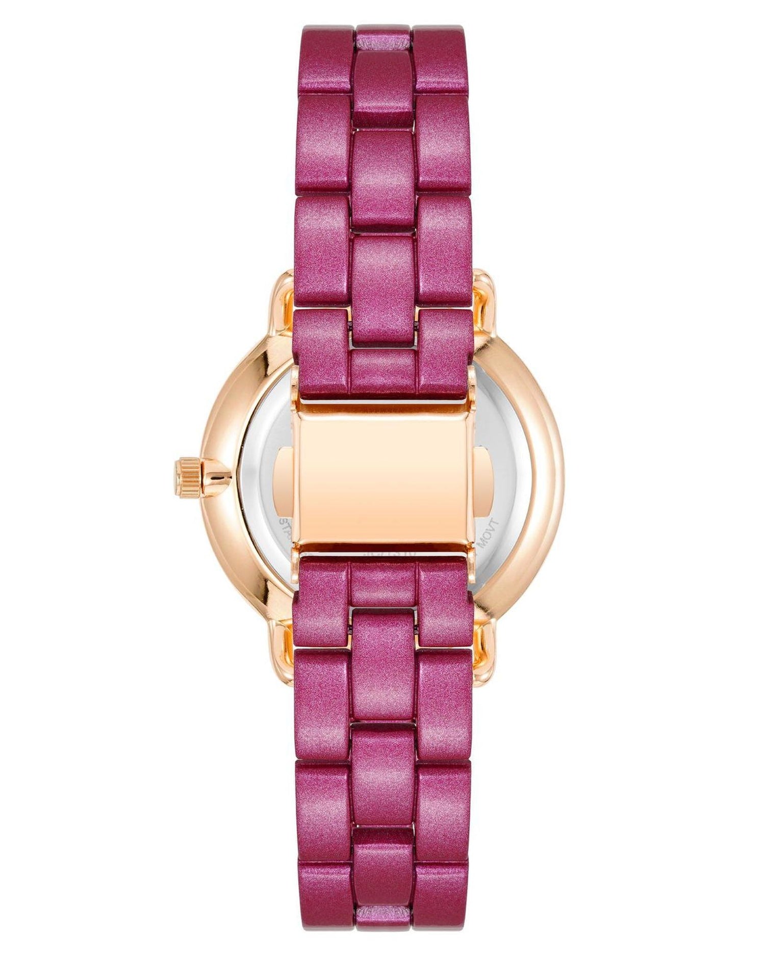 Rose Gold Fashion Watch with Rhine Stone Facing One Size Women-Women&