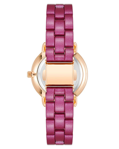Rose Gold Fashion Watch with Rhine Stone Facing One Size Women-Women&