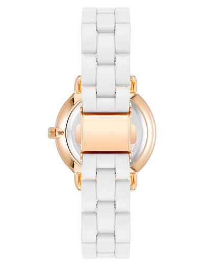 Rose Gold Fashion Watch with Rhine Stone Facing One Size Women-Women&