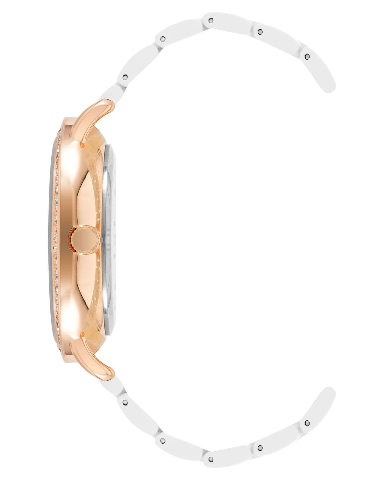 Rose Gold Fashion Watch with Rhine Stone Facing One Size Women-Women&