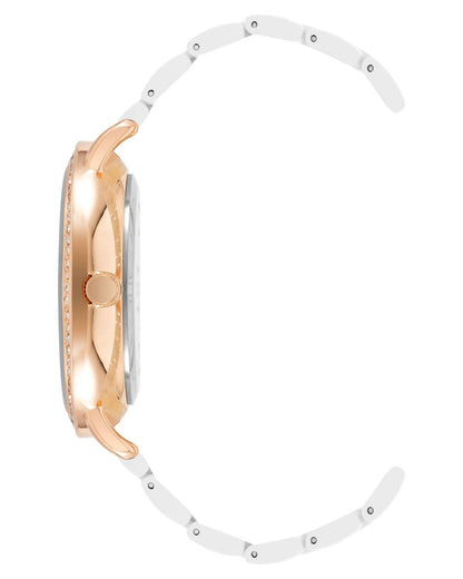 Rose Gold Fashion Watch with Rhine Stone Facing One Size Women-Women&