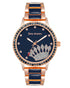 Rose Gold Analog Fashion Watch with Rhinestone Detail One Size Women-Women&