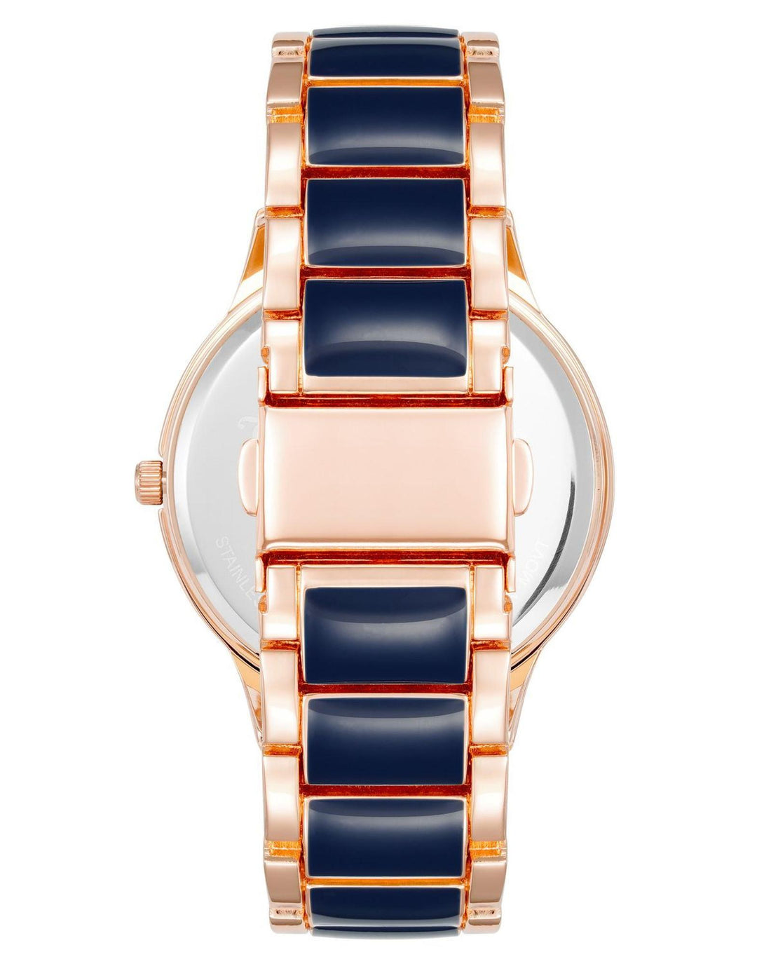 Rose Gold Analog Fashion Watch with Rhinestone Detail One Size Women-Women&