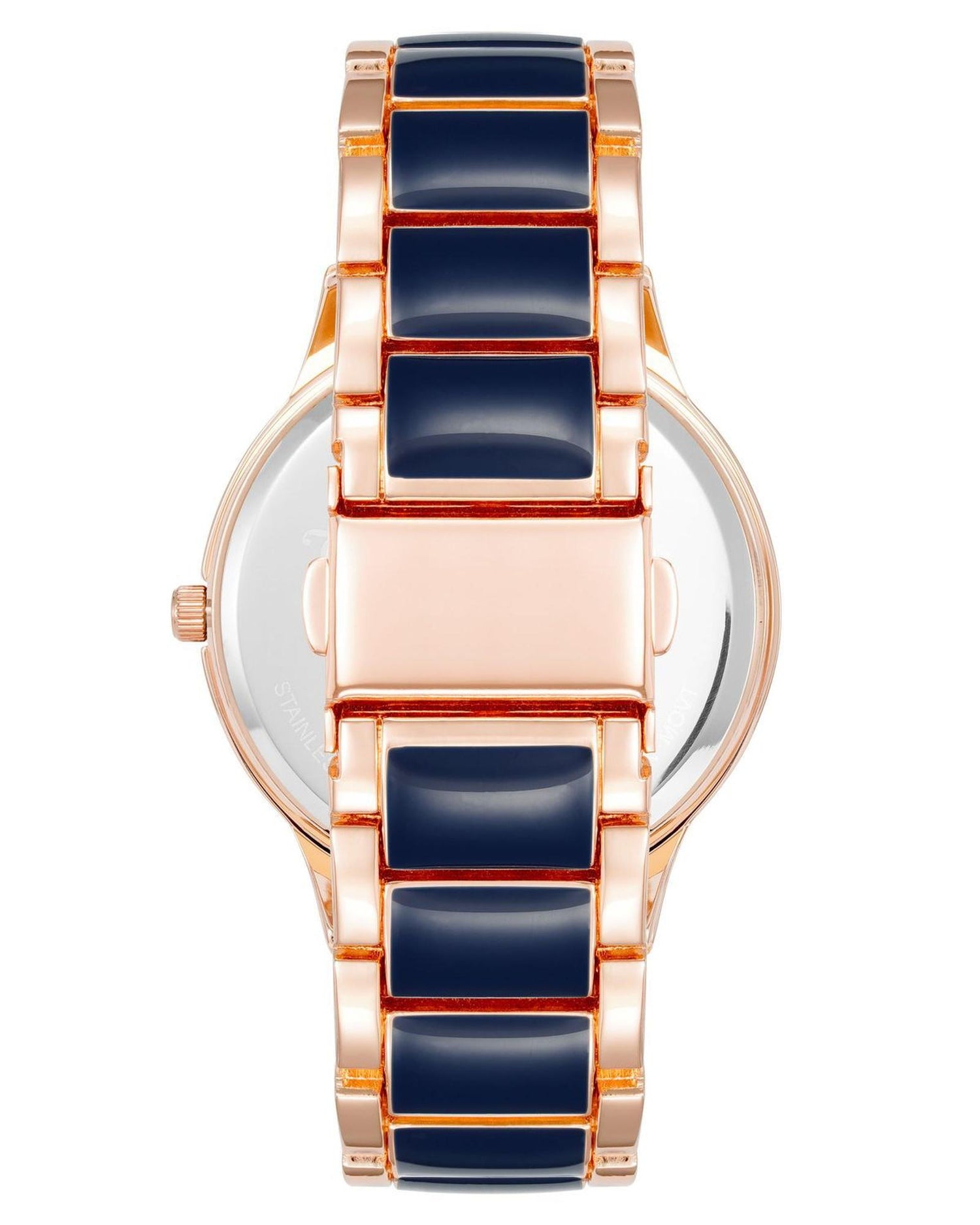 Rose Gold Analog Fashion Watch with Rhinestone Detail One Size Women-Women&