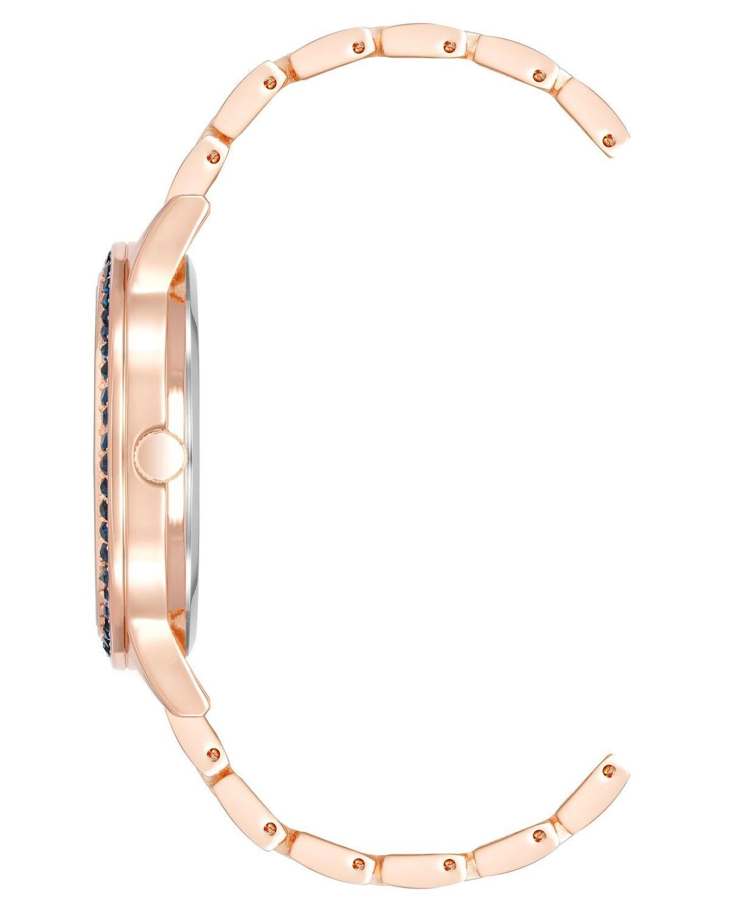 Rose Gold Analog Fashion Watch with Rhinestone Detail One Size Women-Women&