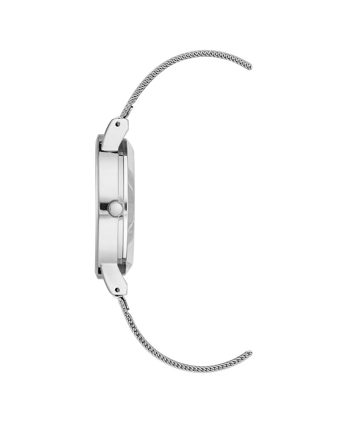 Silver Analog Quartz Bangle Watch with Rhinestone Detail One Size Women-Women&