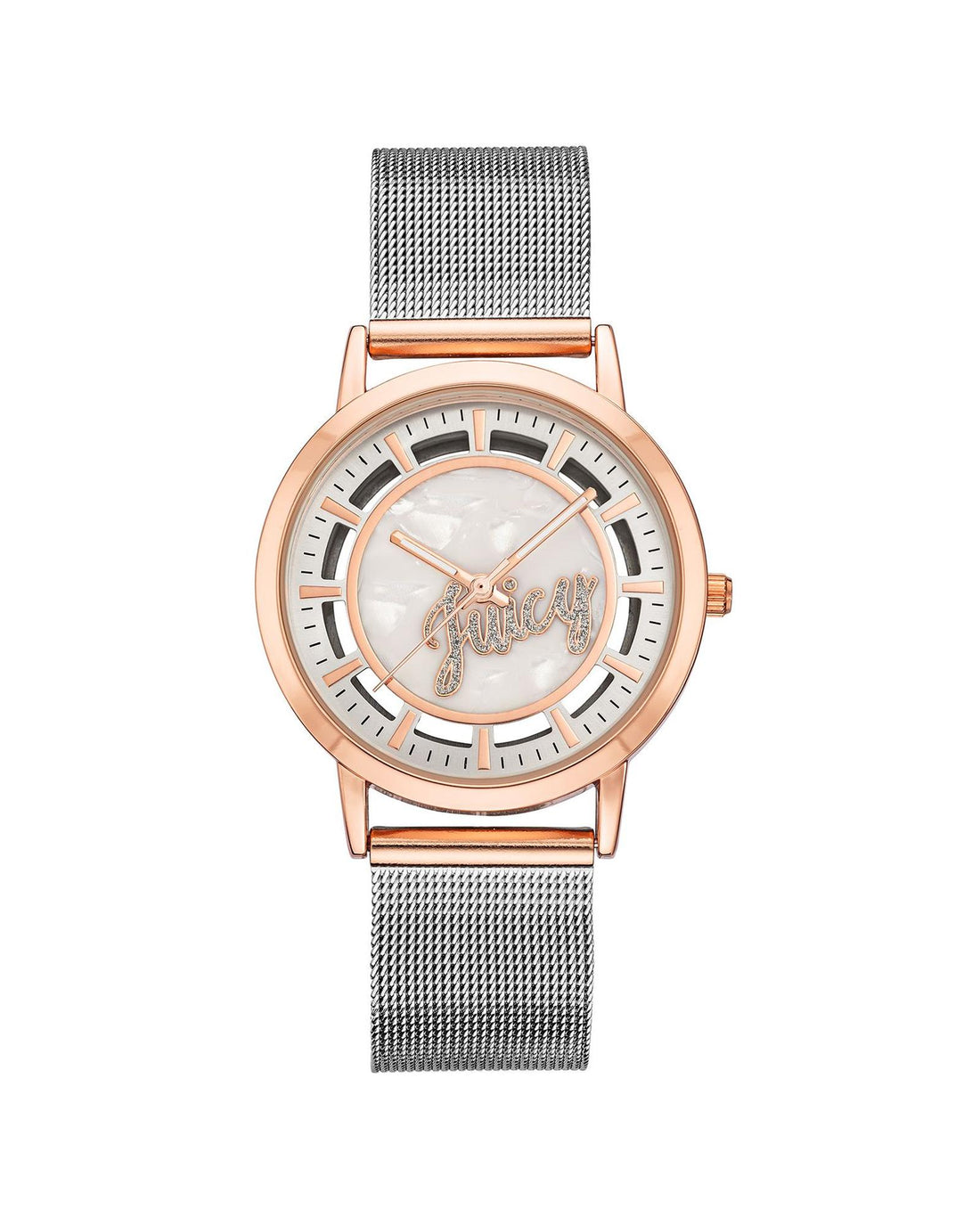 Rose Gold Bangle Watch with Rhinestone Detail One Size Women-Women&