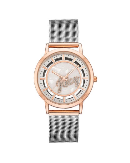 Rose Gold Bangle Watch with Rhinestone Detail One Size Women-Women&