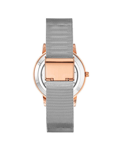 Rose Gold Bangle Watch with Rhinestone Detail One Size Women-Women&