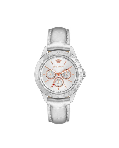 Silver Rhinestone Fashion Watch with Leatherette Strap One Size Women-Women&
