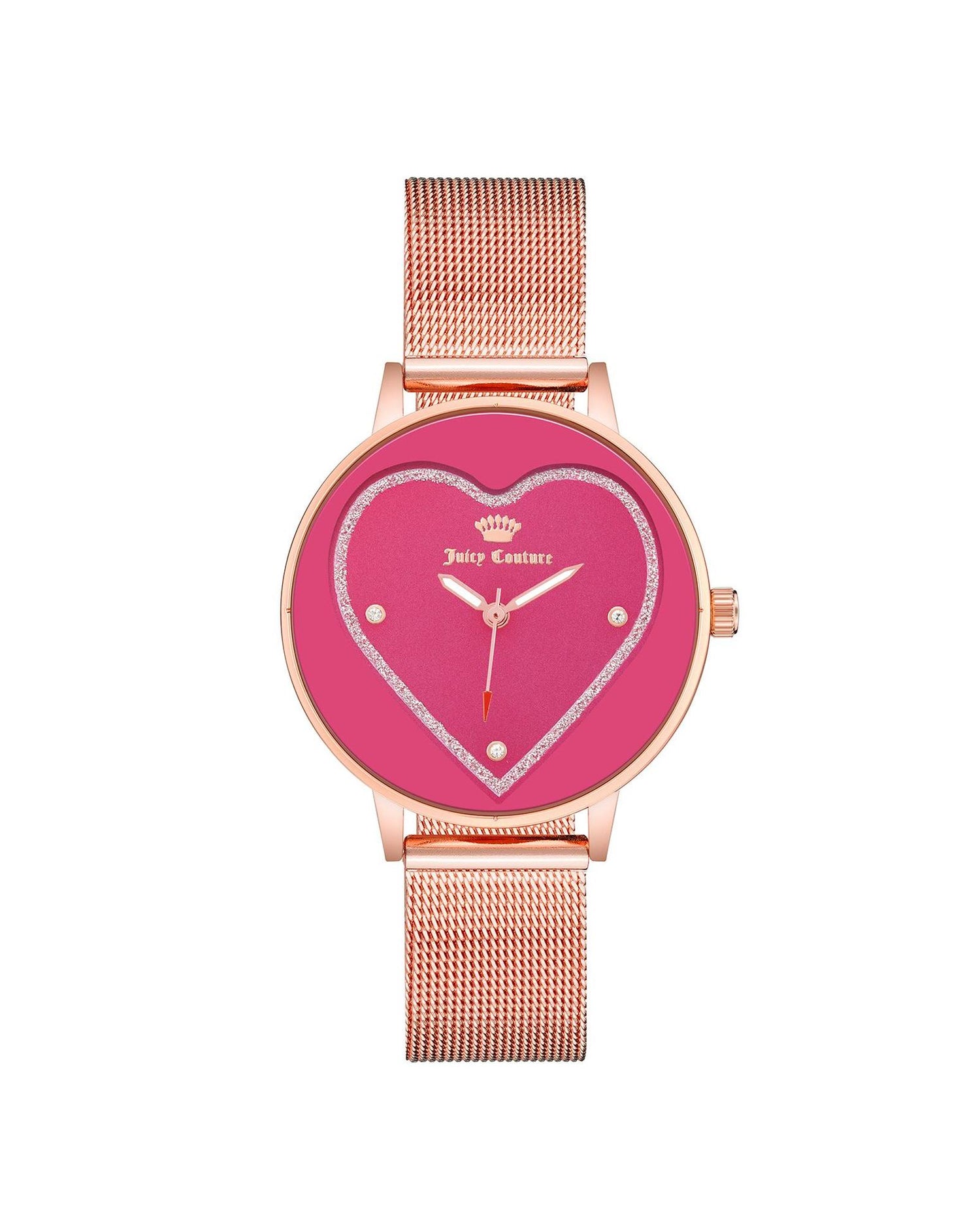 Rose Gold Analog Bangle Watch with Rhine Stone Facing One Size Women-Women&