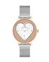 Rose Gold Analog Bangle Watch with Rhine Stone Detailing One Size Women-Women&