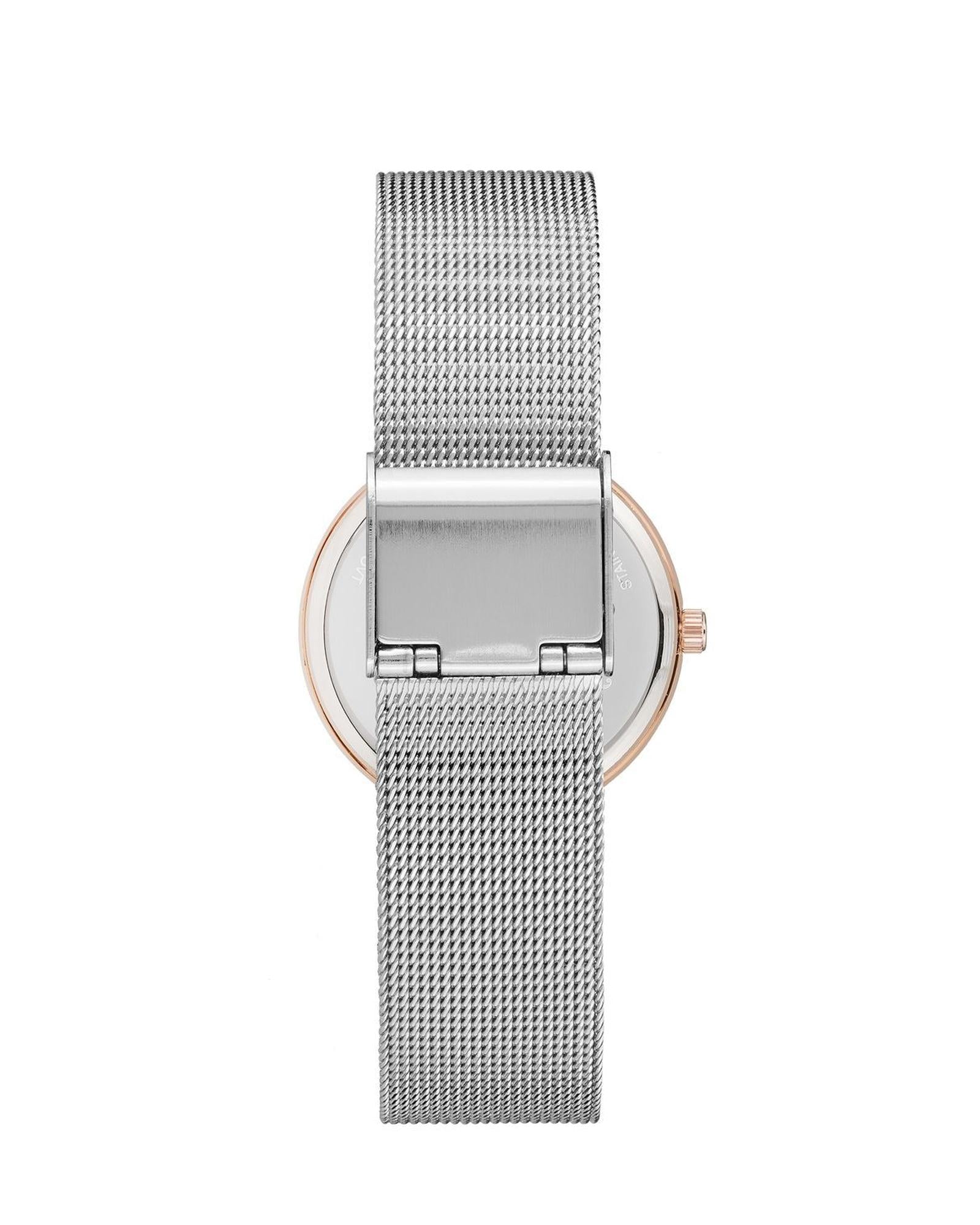 Rose Gold Analog Bangle Watch with Rhine Stone Detailing One Size Women-Women&