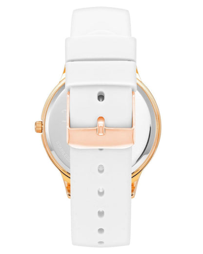 Rose Gold Analog Fashion Watch with Rhine Stone Facing One Size Women-Women&