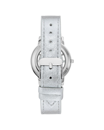 Silver Analog Fashion Watch with Rhinestone Facing One Size Women-Women&
