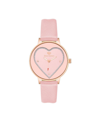 Rose Gold Rhinestone Fashion Watch with Leatherette Strap One Size Women-Women&