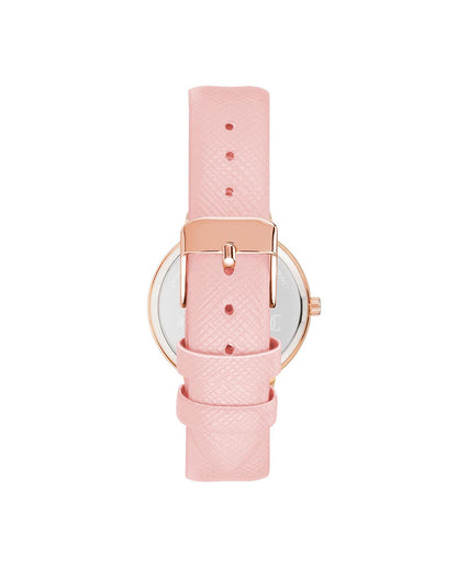 Rose Gold Rhinestone Fashion Watch with Leatherette Strap One Size Women-Women&