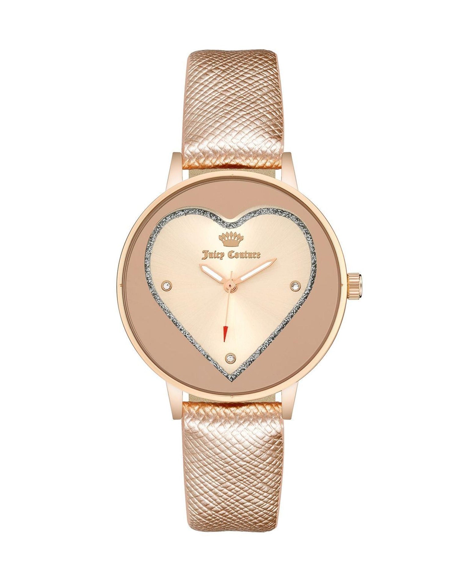 Rose Gold Rhinestone Fashion Analog Watch with Leatherette Strap One Size Women-Women&