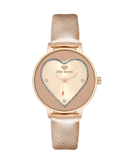 Rose Gold Rhinestone Fashion Analog Watch with Leatherette Strap One Size Women-Women&