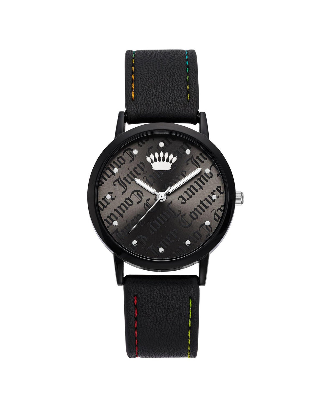 Black Leatherette Analog Fashion Watch with Pin Buckle Closure One Size Women-Women&