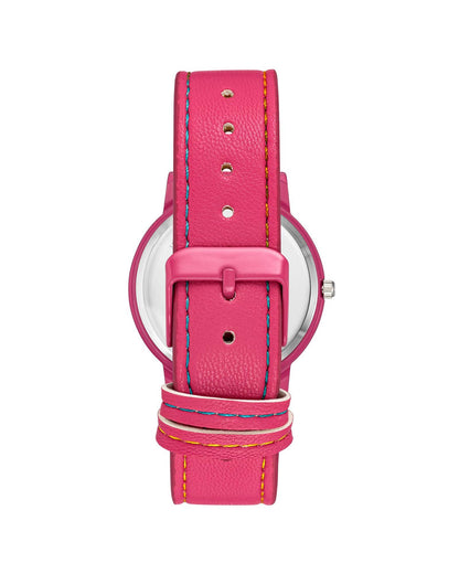 Womens Pink Analog Fashion Watch with Rhinestone Facing One Size Women-Women&