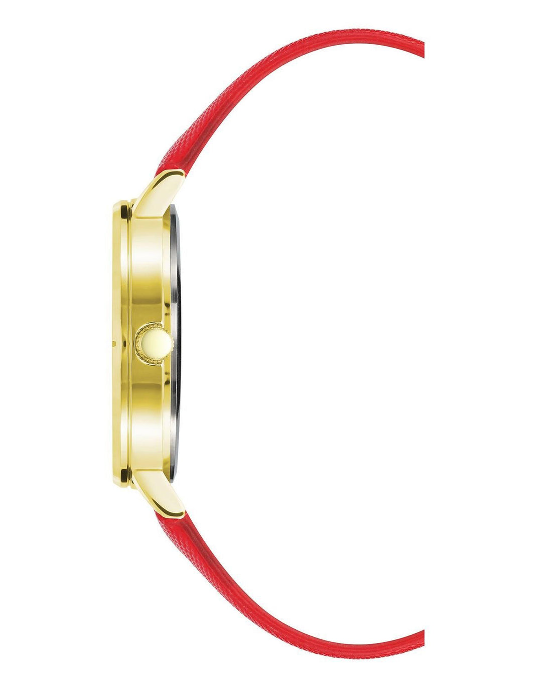 Gold Rhinestone Fashion Watch with Red Leatherette Strap One Size Women-Women&