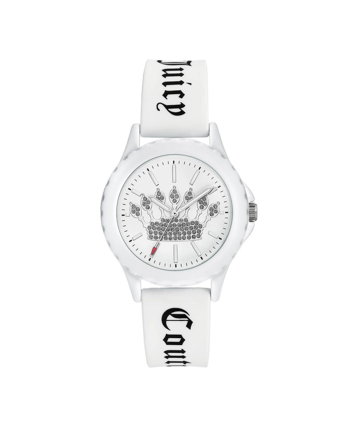 White Quartz Fashion Watch with Rhinestone Detail One Size Women-Women&