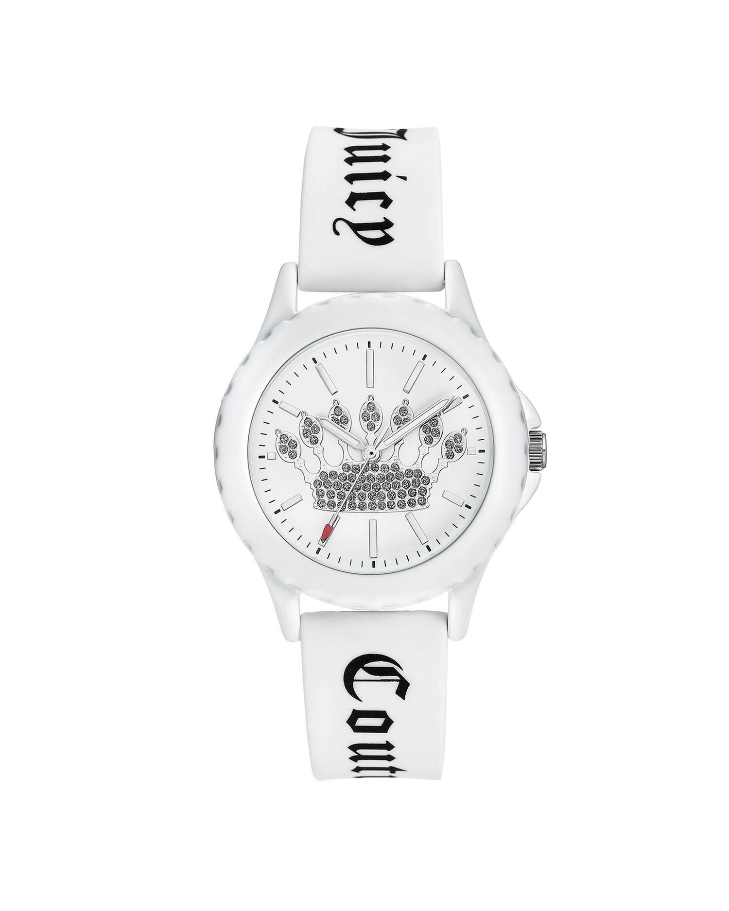 White Quartz Fashion Watch with Rhinestone Detail One Size Women-Women&