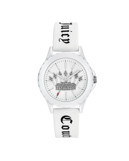 White Quartz Fashion Watch with Rhinestone Detail One Size Women-Women&