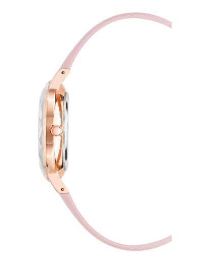 Rose Gold Fashion Quartz Watch with Leatherette Wristband One Size Women-Women&