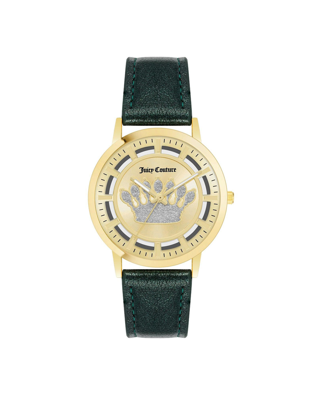 Gold Fashion Quartz Watch with Green Leatherette Strap One Size Women-Women&
