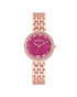 Rose Gold Metal Fashion Watch with Rhinestone Facing One Size Women-Women&