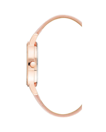 Rose Gold Fashion Quartz Watch with Leatherette Wristband One Size Women-Women&