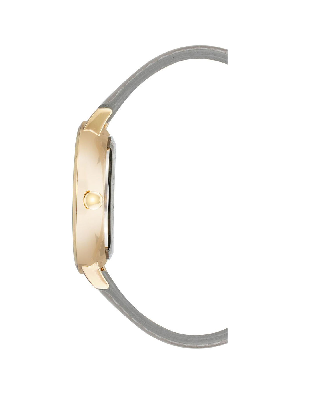 Gold Fashion Watch with Rhine Stone Facing and Leatherette Wristband One Size Women-Women&