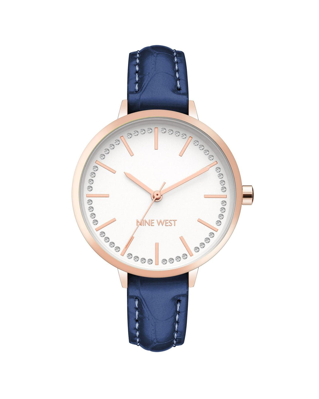Rose Gold Analog Fashion Watch with Rhine Stone Facing One Size Women-Women&