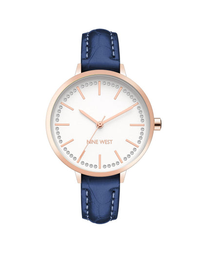 Rose Gold Analog Fashion Watch with Rhine Stone Facing One Size Women-Women&
