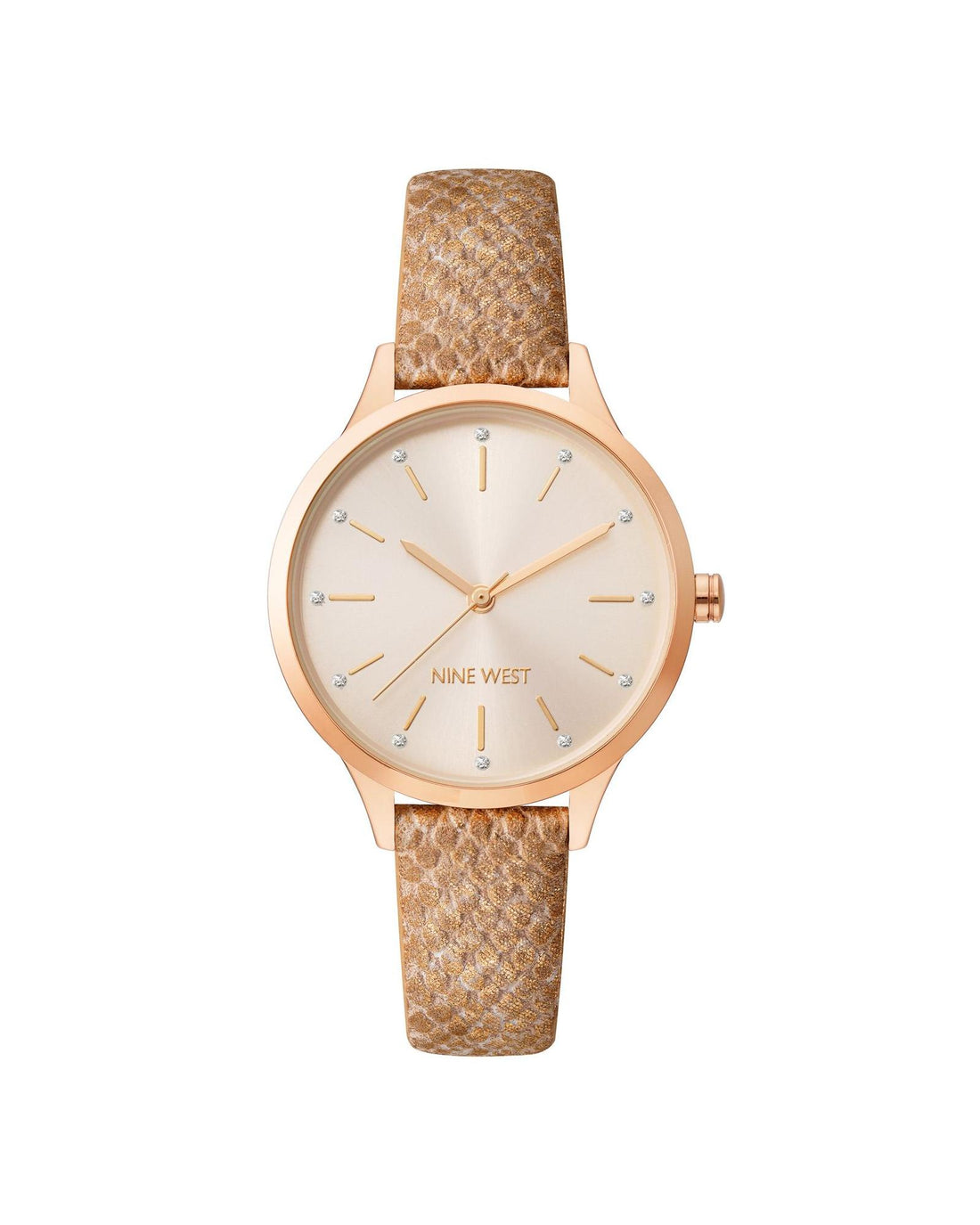 Rose Gold Fashion Analog Watch with Rhine Stone Facing One Size Women-Women&