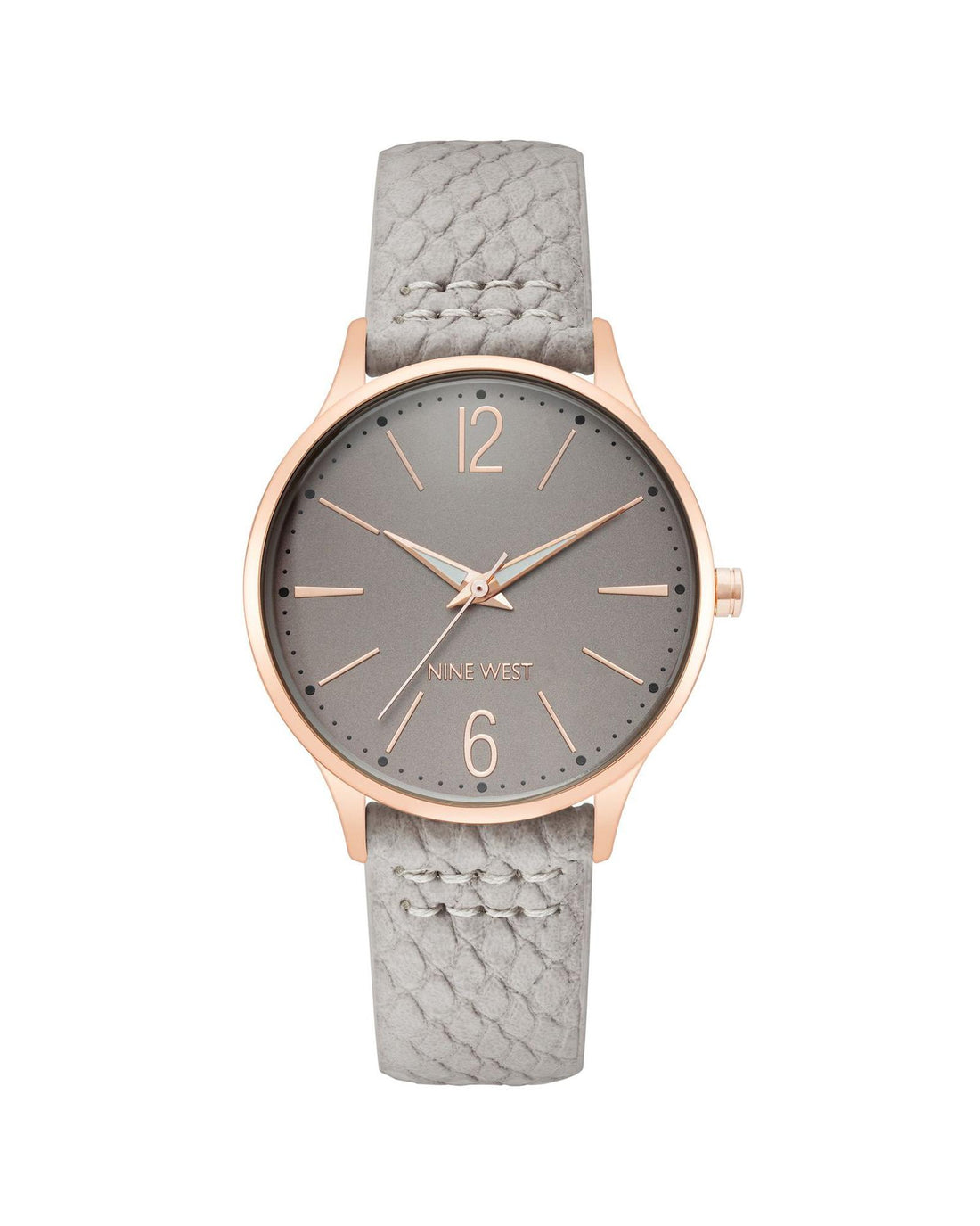 Rose Gold Analog Fashion Watch with Grey Leatherette Strap One Size Women-Women&