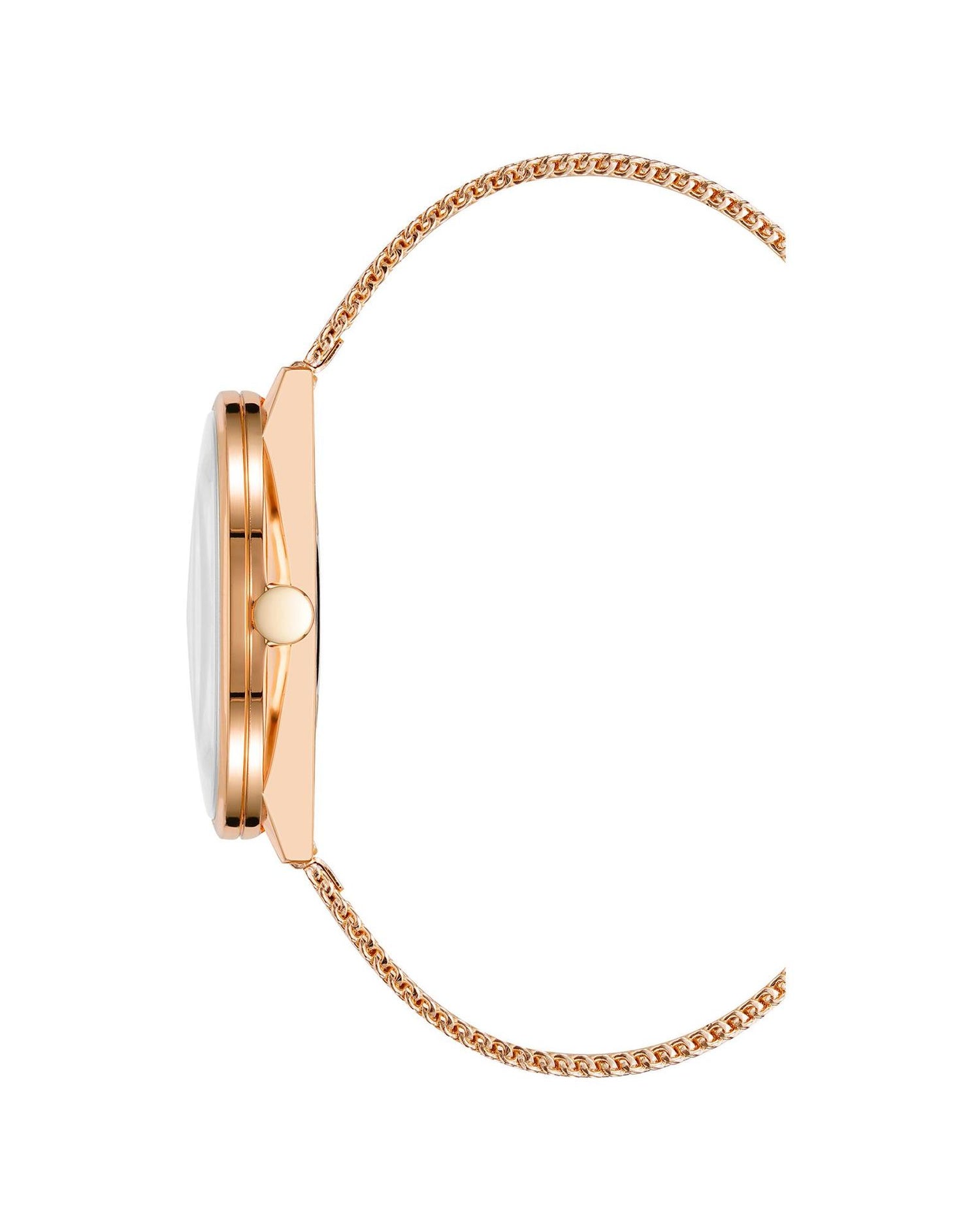Rose Gold Stainless Steel Mesh Bangle Watch One Size Women-Women&
